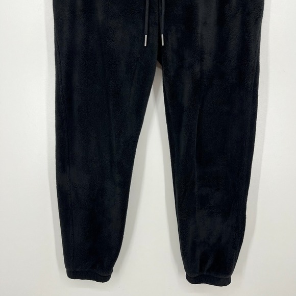 Athleta Fleece Sweatpants Women's S Black‎ Drawstring Tapered Pockets Logo Yoga - Picture 3 of 9